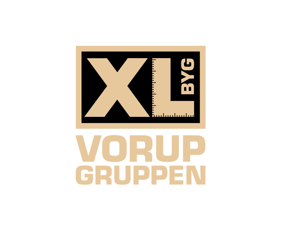 Logo for XL BYG Vorup Gruppen med XL i en kasse og BYG ved siden af