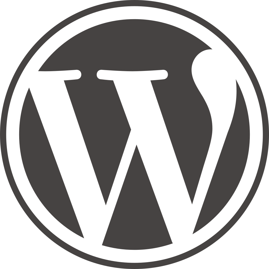 Sort WordPress-logo på hvid baggrund