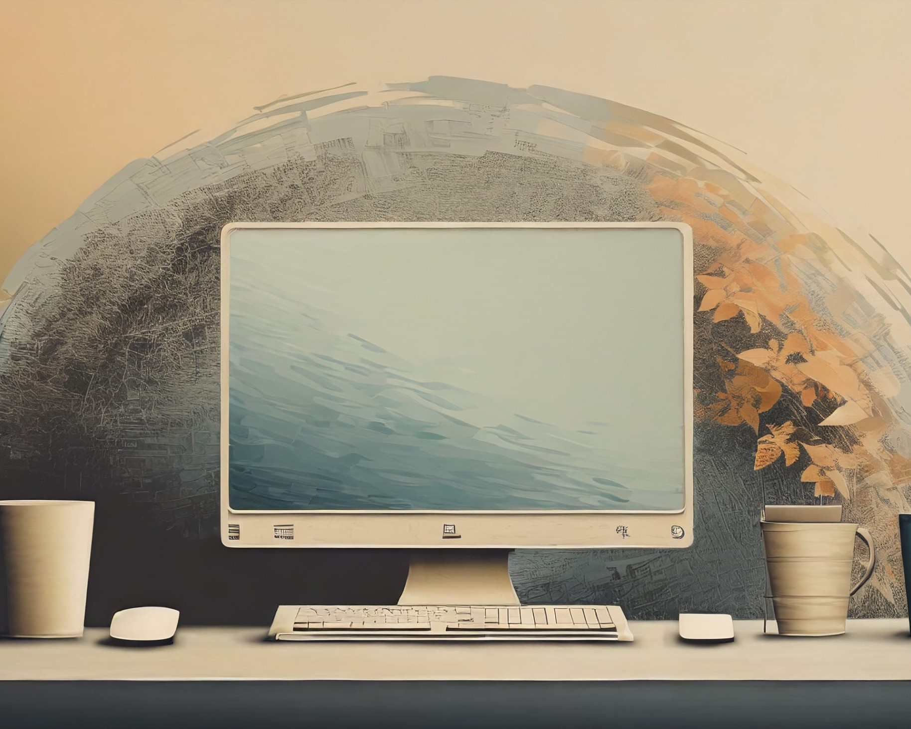 Digital kompetenceudvikling illusteret med computer. Billedet er lavet med kunstig intelligens.