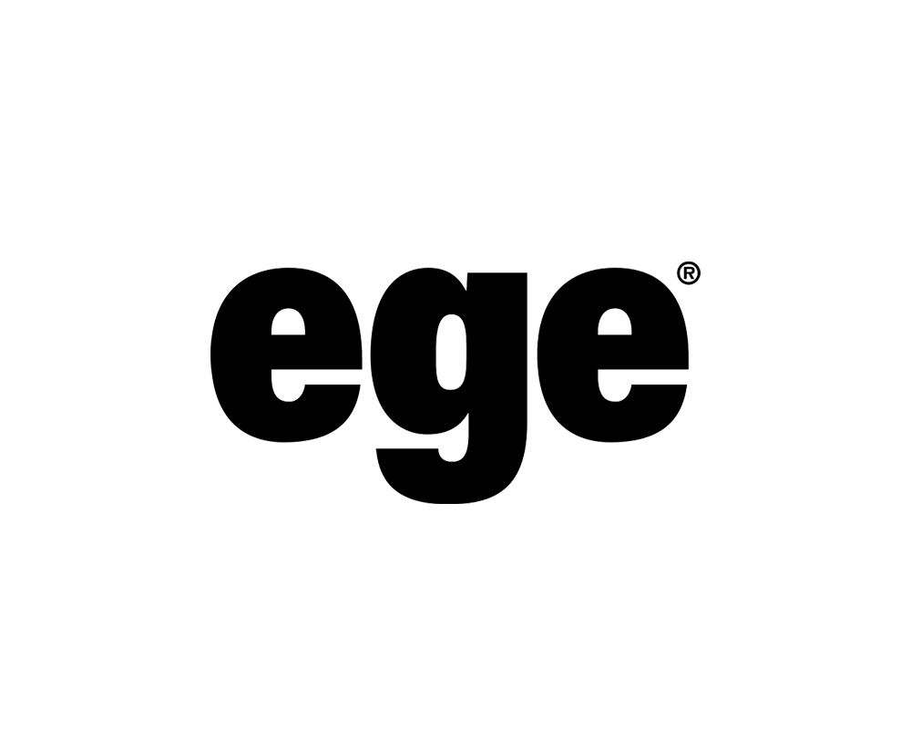 Ege virksomhedslogo med fed sort skrift på hvid baggrund