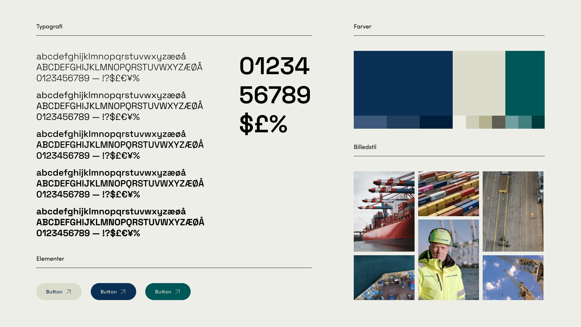 Typografi, farver, og billedstil for Klean designretningslinjer